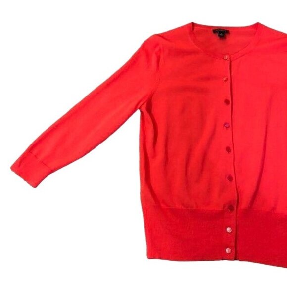 Ann Taylor Cardigan Womens S Stretch Button Front Orange Red Career Casual - Picture 6 of 12